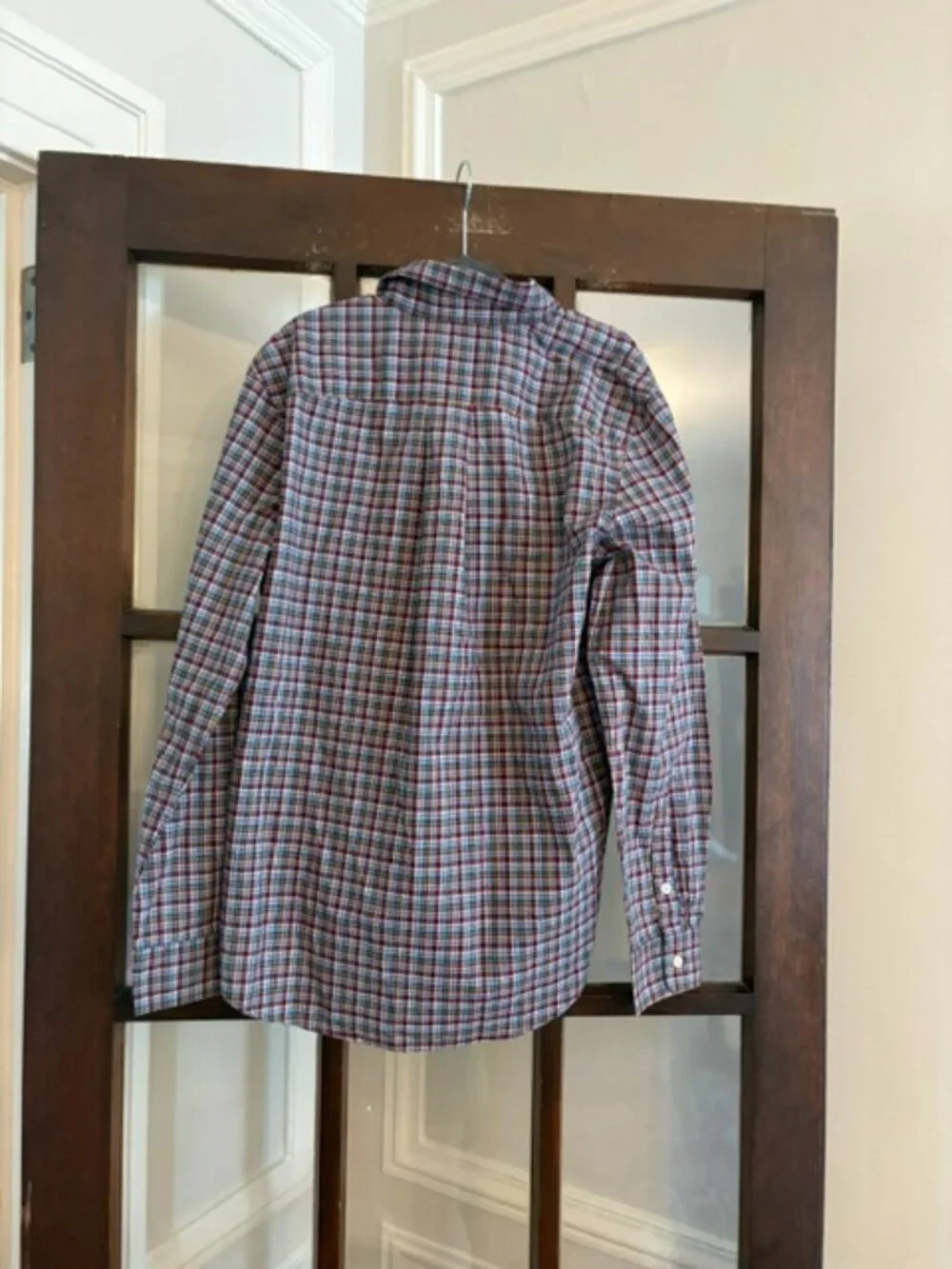 Ralph Lauren Burgundy Plaid Button-Down Shirt, Size Large (14-16)